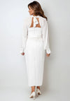 Role Mode Lares Cape Detail Feather Dress, White