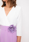 Role Mode Milana Two Tone Corsage Belt Maxi Dress, Ivory & Lilac