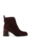 REDZ Fleece Lined Leopard Print Accent Heeled Boots, Wine