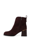 REDZ Fleece Lined Leopard Print Accent Heeled Boots, Wine