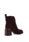 REDZ Fleece Lined Leopard Print Accent Heeled Boots, Wine