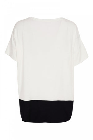 Naya Contrast Hem Zip Pocket Top, White