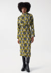 Salsa Bold Floral Print Midi Dress, Black & Green