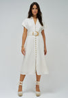 Salsa Belted Midi Shirt Dress, Cream
