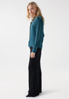 Salsa Satin Feel Blouse, Petroleum Green