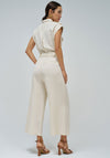 Salsa Belted Light Denim Jumpsuit, Beige