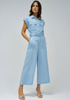Salsa Belted Light Denim Jumpsuit, Blue