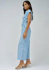 Salsa Belted Light Denim Jumpsuit, Blue