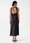 Salsa Open Back Linen Midi Dress, Black
