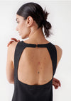 Salsa Open Back Linen Midi Dress, Black