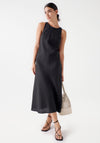 Salsa Open Back Linen Midi Dress, Black