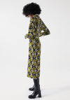 Salsa Bold Floral Print Midi Dress, Black & Green