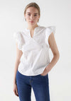 Salsa Embroidery Frill Sleeved Blouse, White