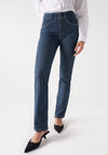 Salsa Secret Push in Straight Leg Jeans, Dark Blue Denim