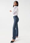 Salsa Secret Push in Straight Leg Jeans, Dark Blue Denim