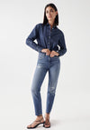 Salsa Faith Push in Jeans with Rips, Mid Wash Denim