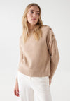 Salsa Rhinestone Button Detailed Knitted Jumper, Pearl