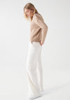 Salsa Rhinestone Button Detailed Knitted Jumper, Pearl