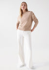Salsa Rhinestone Button Detailed Knitted Jumper, Pearl