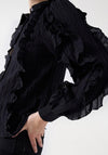 Salsa Ruffled Balloon Sleeve Blouse, Black