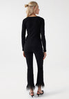 Salsa Gold Buckled Neckline Ribbed Top, Black