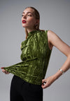 Salsa High Neck Velvet Top, Green