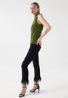 Salsa High Neck Velvet Top, Green