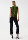 Salsa High Neck Velvet Top, Green