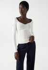 Salsa Sweetheart Neckline Ribbed Top, Pearl