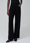 Salsa Super High Rise Wide Leg Jeans, Black