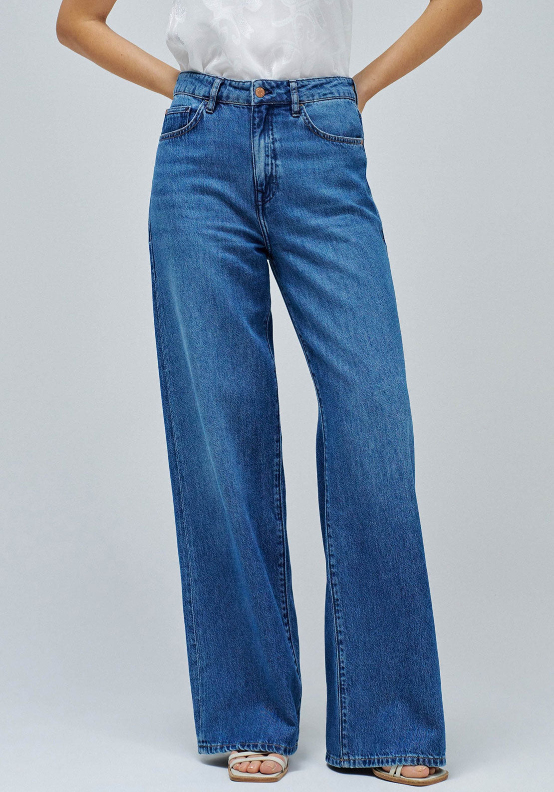 Salsa Jeans Wide Leg Jeans, Medium Blue Wash