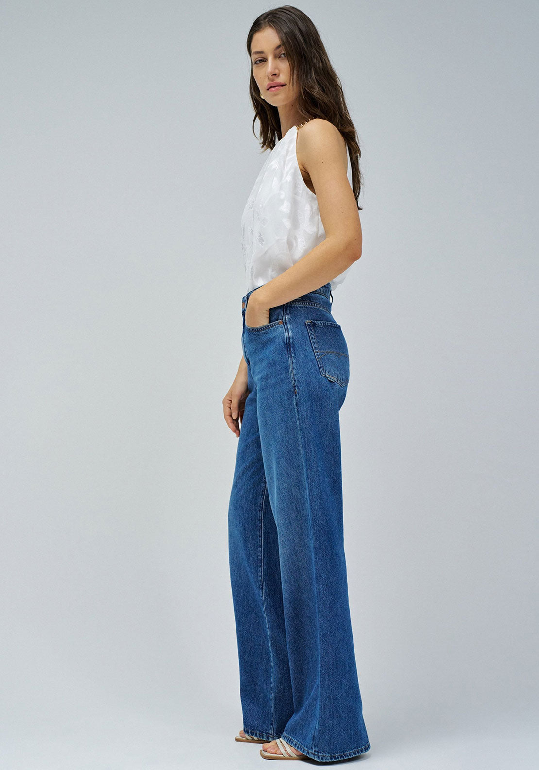 Salsa Jeans Wide Leg Jeans, Medium Blue Wash