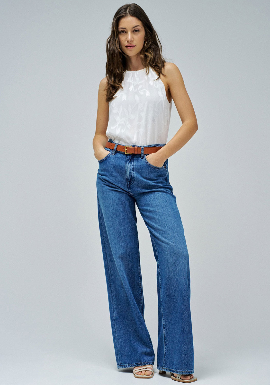 Salsa Jeans Wide Leg Jeans, Medium Blue Wash