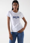 Salsa Beaded Logo T-Shirt, White