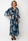 Samantha Jane Alice Floral Pleated Maxi Dress, Blue