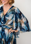 Samantha Jane Alice Floral Pleated Maxi Dress, Blue