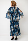 Samantha Jane Alice Floral Pleated Maxi Dress, Blue