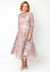 Samantha Jane Emily Embroidered Jacquard Midi Dress, Pink