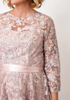Samantha Jane Emily Embroidered Jacquard Midi Dress, Pink