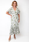 Samantha Jane Floral Print Occasional Midi Dress, Green