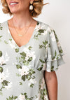 Samantha Jane Floral Print Occasional Midi Dress, Green