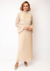 Samantha Jane Victoria Embellished Pleated Maxi Dress, Beige