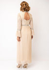 Samantha Jane Victoria Embellished Pleated Maxi Dress, Beige