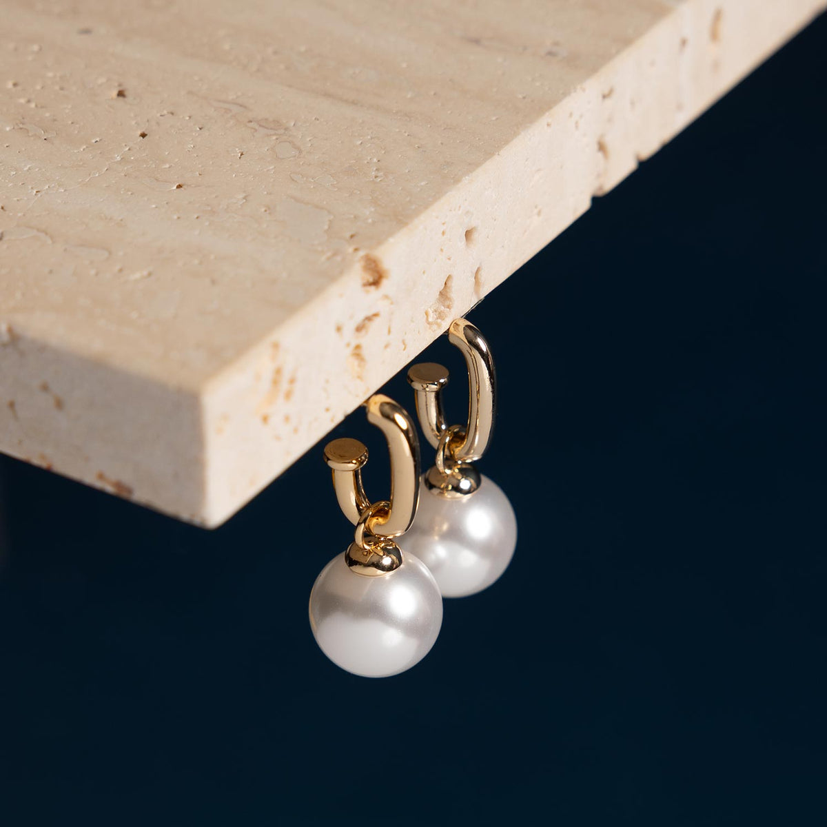 Sandra’s Signature Collection Maire Pearl Charm Earrings, Gold