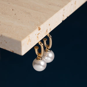 Sandra’s Signature Collection Maire Pearl Charm Earrings, Gold