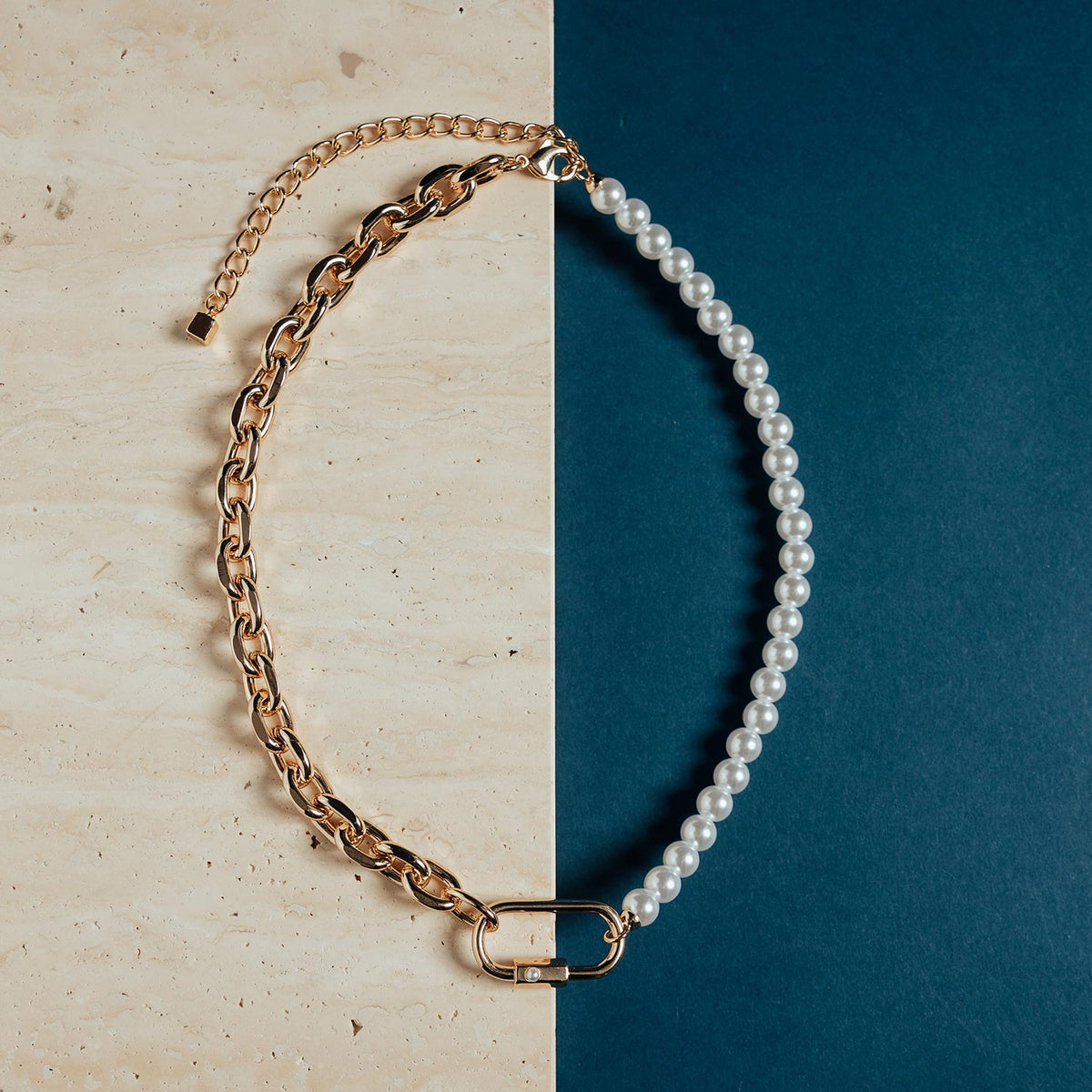 Sandra’s Signature Collection Marie Pearl & Chain Link Necklace, Gold