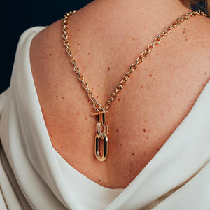 Sandra’s Signature Collection Lily Long T-Bar Chain Link Necklace, Gold