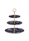 Sara Miller Orchard 3 Tier Cake Stand, Navy