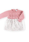 Sardon Baby Girl Floral Knit Dress, Pink