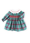 Sardon Baby Girl Frill Collar Check Dress, Green
